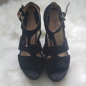 Just Fab black wedges